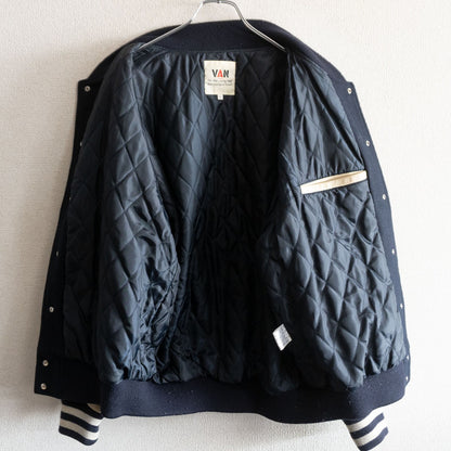 VAN JAC Leather sleeve varsity jacket Size L