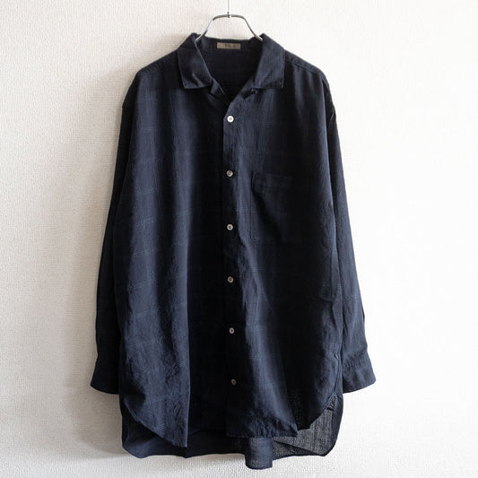 Y's for Men Open-collar wool check shirt Blue Size XL