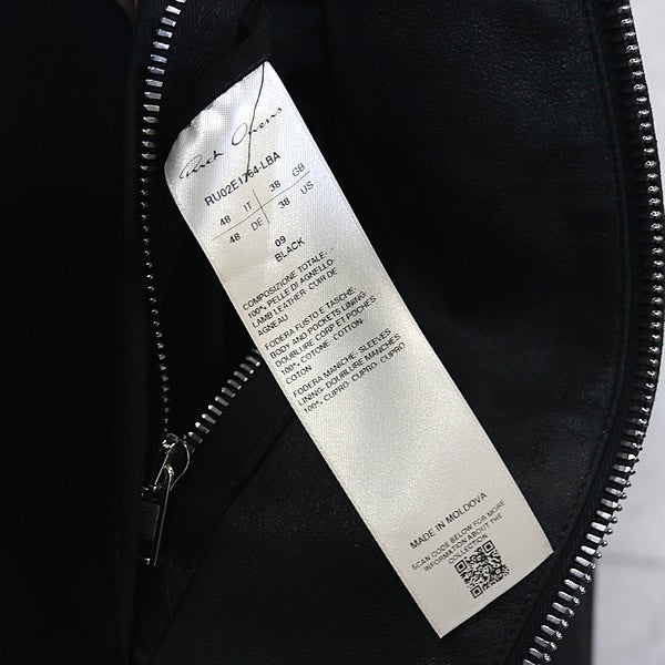 RICK OWENS FW25 BRAD JKT Leather Jacket Black Size 48