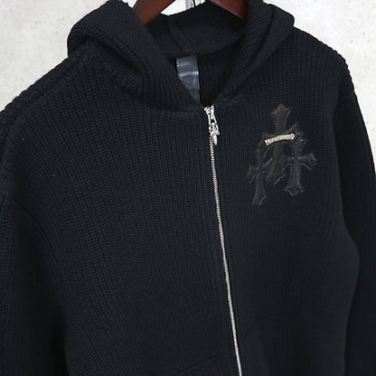 CHROME HEARTS Cashmere 3 Cemetery Cross Zip Hoodie Size L