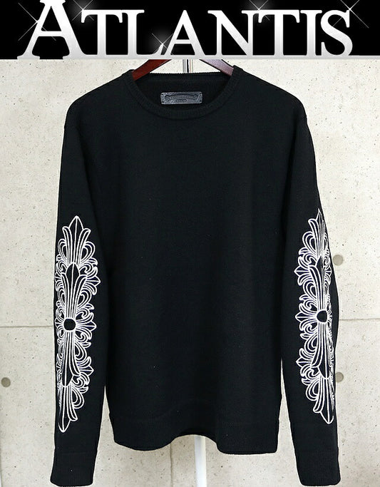 CHROME HEARTS Floral Cross Cashmere Sweater Black Size L