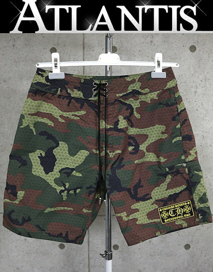 CHROME HEARTS Camo Swim Shorts Khaki Size 32