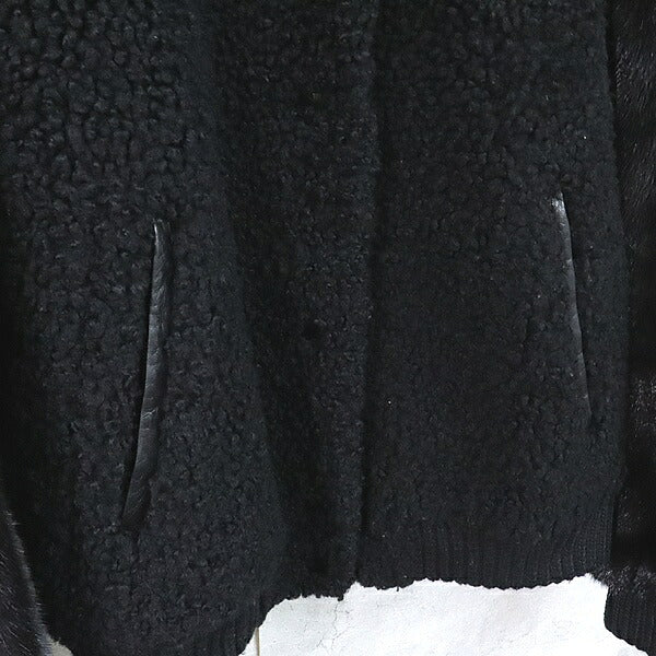YVES SALOMON Mink Fox Fur Leather Jacket Black Size 34