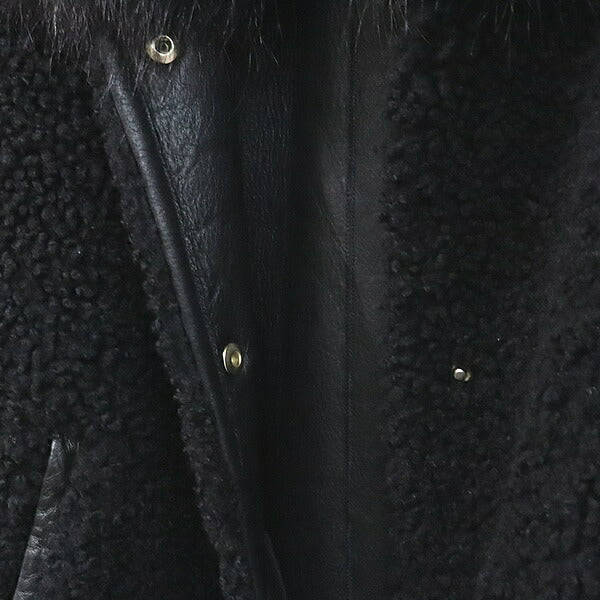 YVES SALOMON Mink Fox Fur Leather Jacket Black Size 34