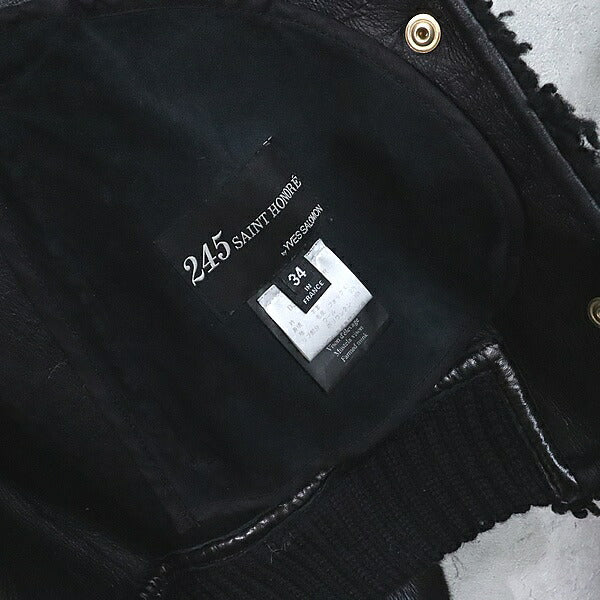 YVES SALOMON Mink Fox Fur Leather Jacket Black Size 34