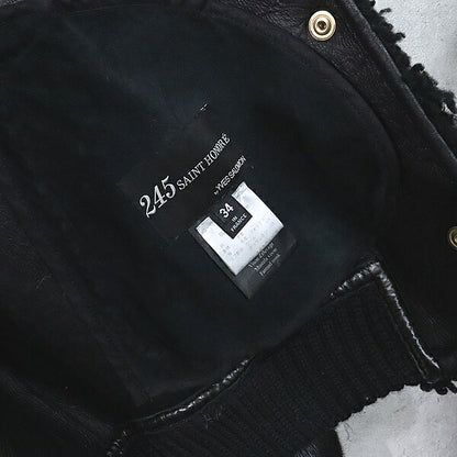 YVES SALOMON Mink Fox Fur Leather Jacket Black Size 34