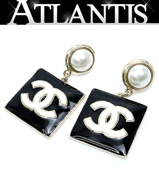 CHANEL Coco Mark Drop Stud Earrings Gold B22A Size ONE SIZE