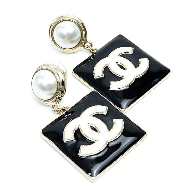 CHANEL Coco Mark Drop Stud Earrings Gold B22A Size ONE SIZE