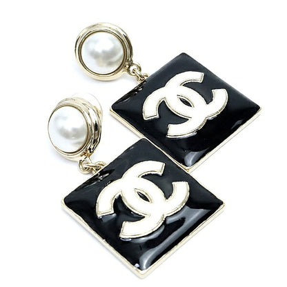 CHANEL Coco Mark Drop Stud Earrings Gold B22A Size ONE SIZE