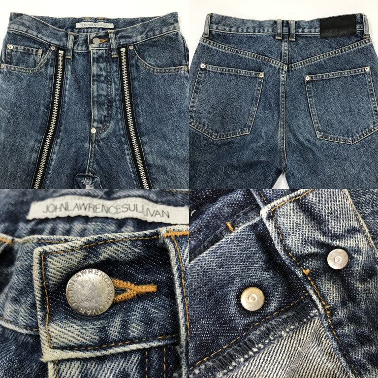 JOHN LAWRENCE SULLIVAN Bleached Zipped Denim Jeans Size 44
