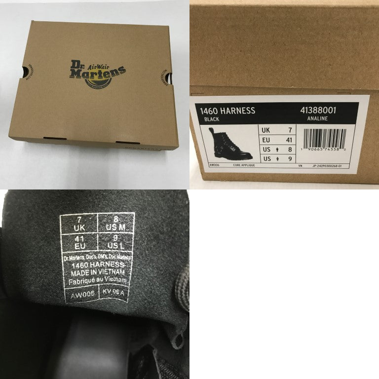 Dr. Martens 1460 Harness 8-Eye Boots Black Size EU41