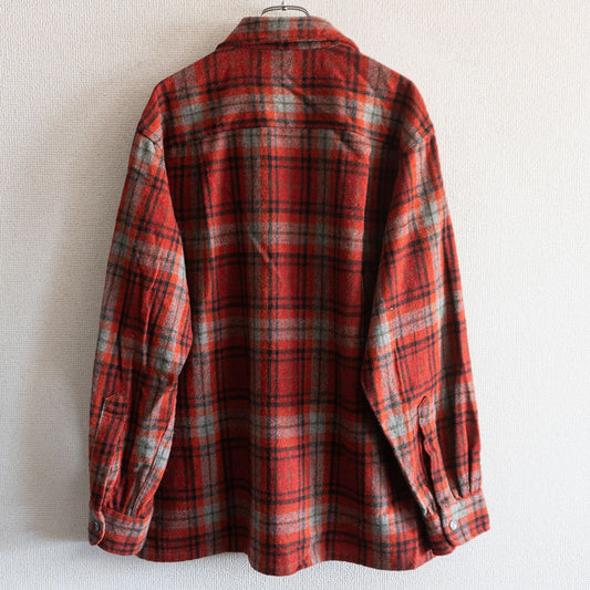 Towncraft 60S Wool Check Open Shirt Size L