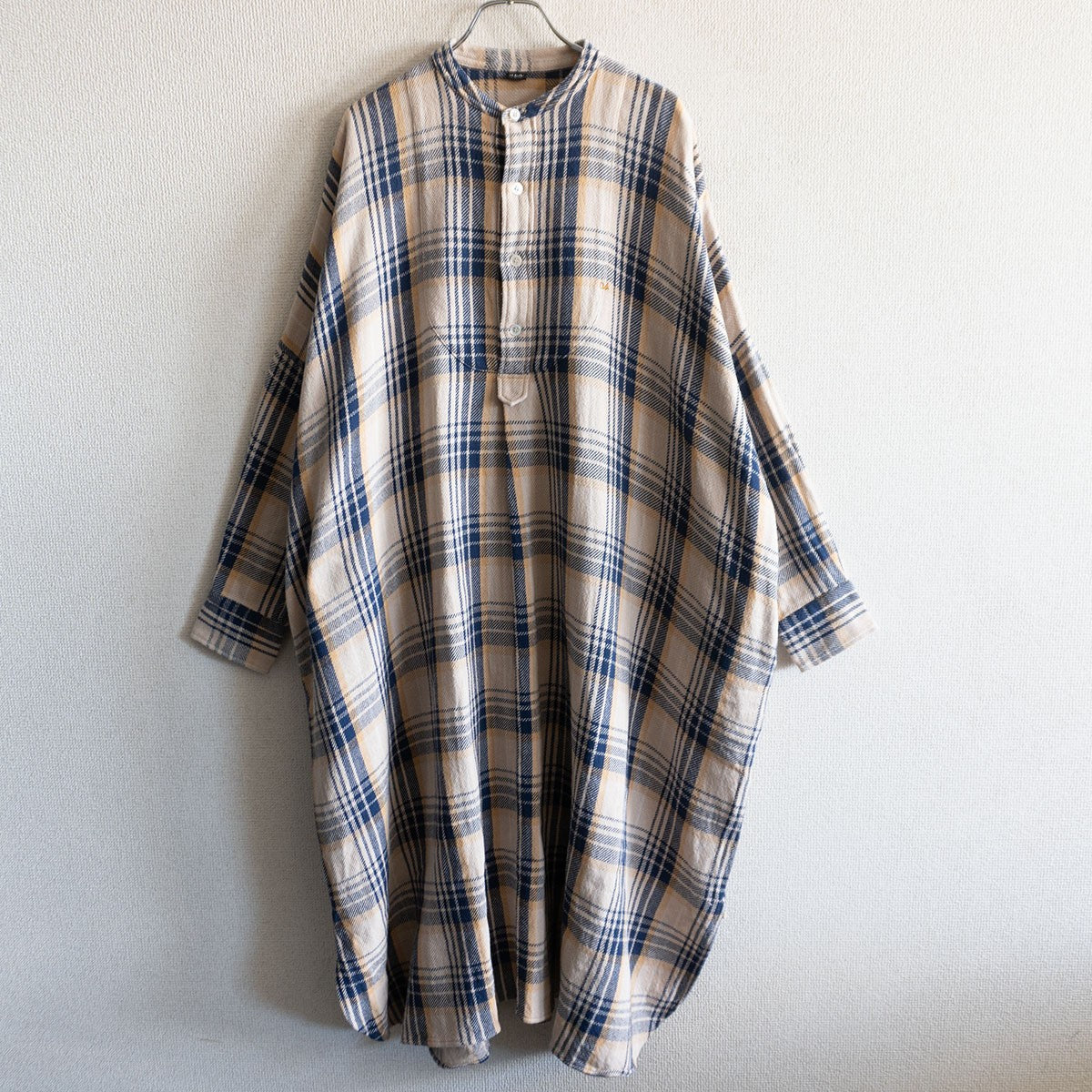 45R Indian Thin Flannel Big Shirt Dress Relaxed Fit Size XS