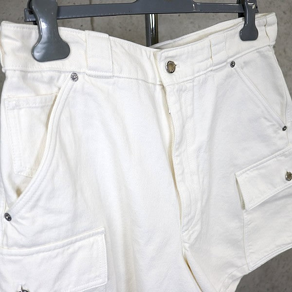 PRADA Triangle Logo Cotton Cargo Shorts White Size M