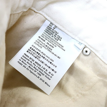 PRADA Triangle Logo Cotton Cargo Shorts White Size M