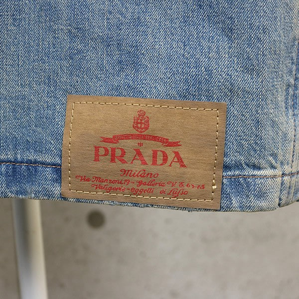 PRADA Denim Short Sleeve Shirt Jacket Blue Size M