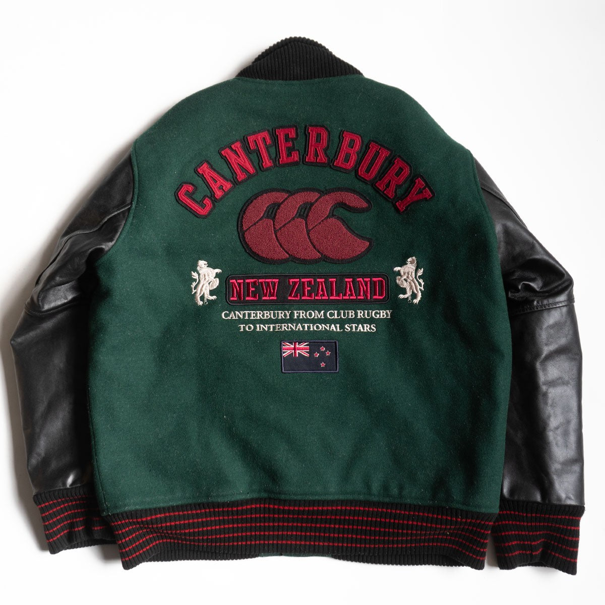 CANTERBURY Embellished Leather Varsity Jacket Size XL