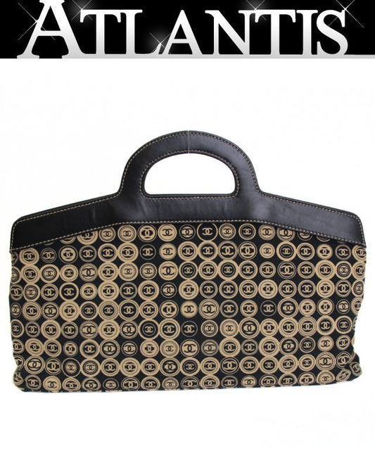 CHANEL Vintage Coco Mark Pattern Handbag Black Size ONE SIZE