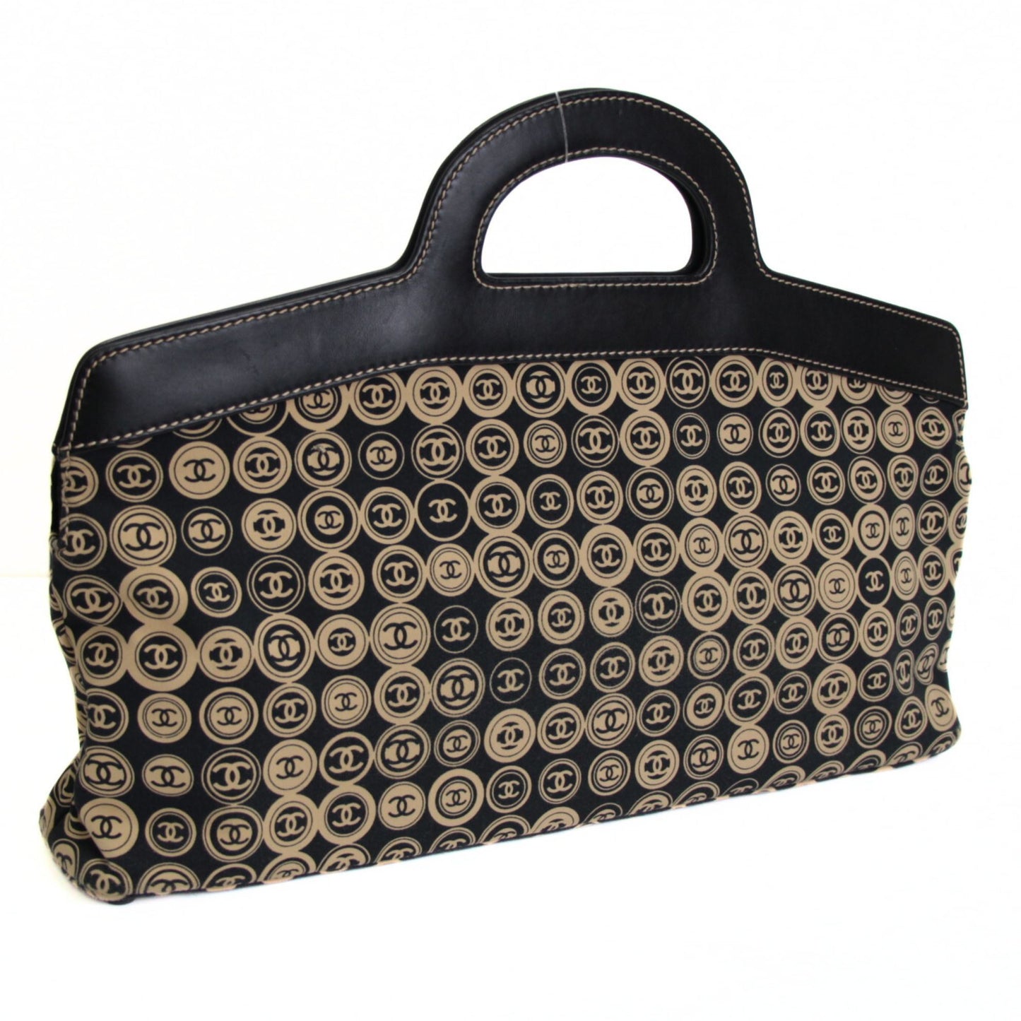 CHANEL Vintage Coco Mark Pattern Handbag Black Size ONE SIZE