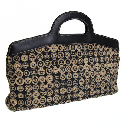 CHANEL Vintage Coco Mark Pattern Handbag Black Size ONE SIZE