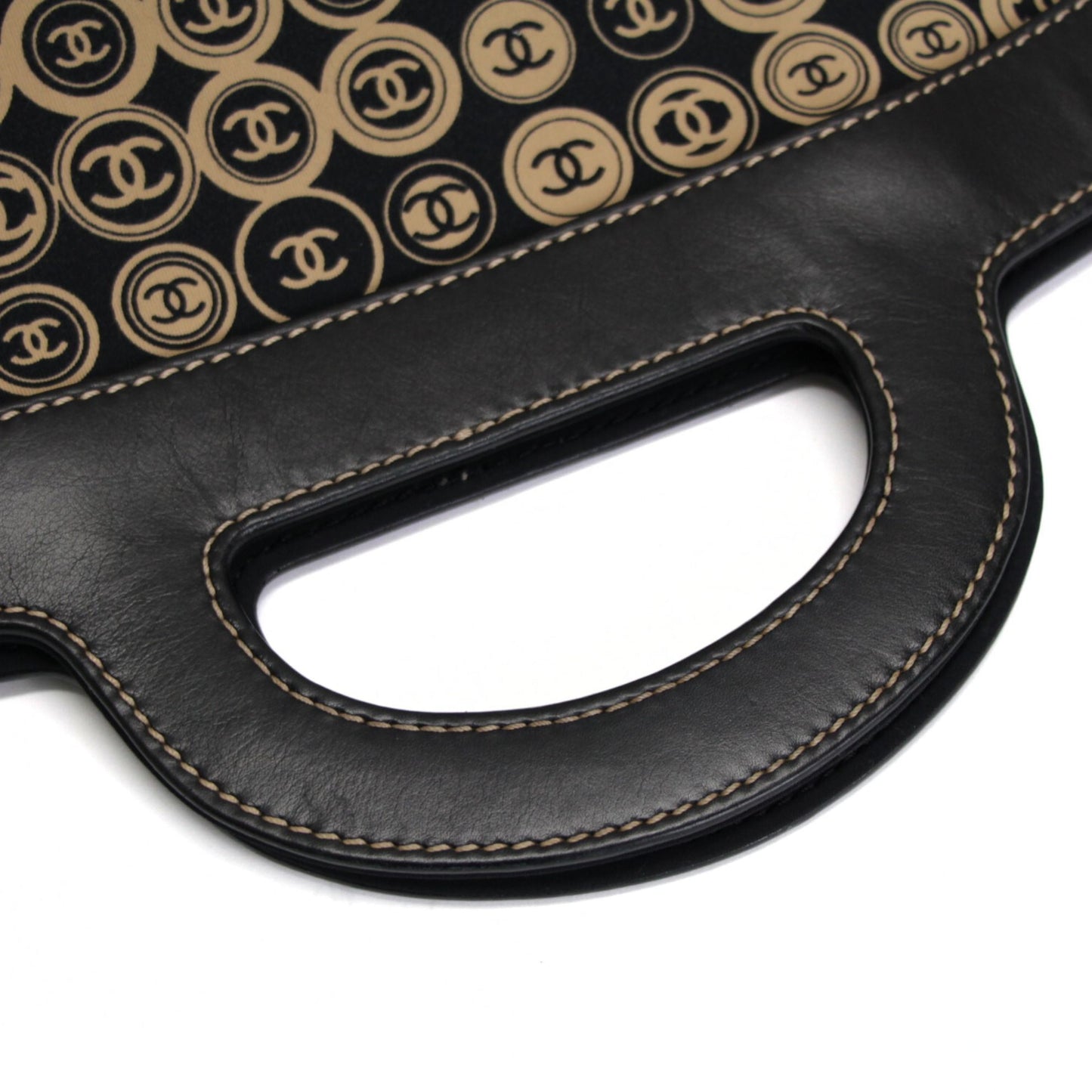 CHANEL Vintage Coco Mark Pattern Handbag Black Size ONE SIZE