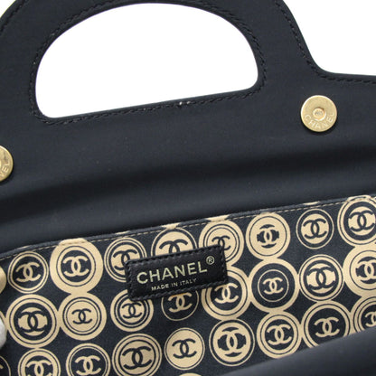 CHANEL Vintage Coco Mark Pattern Handbag Black Size ONE SIZE