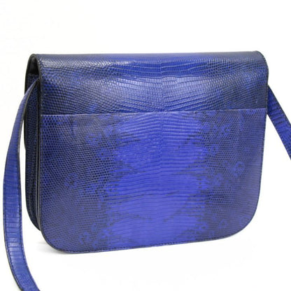 CELINE Classic Box Medium Lizard Bag Blue Size ONE SIZE