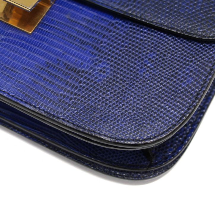 CELINE Classic Box Medium Lizard Bag Blue Size ONE SIZE