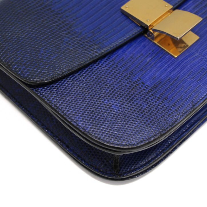 CELINE Classic Box Medium Lizard Bag Blue Size ONE SIZE