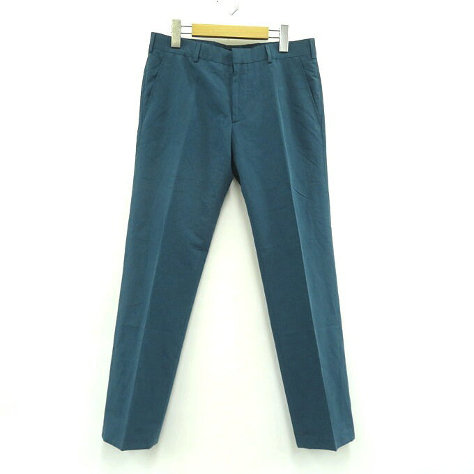 HERMES Cotton Linen Slacks Blue Size 44