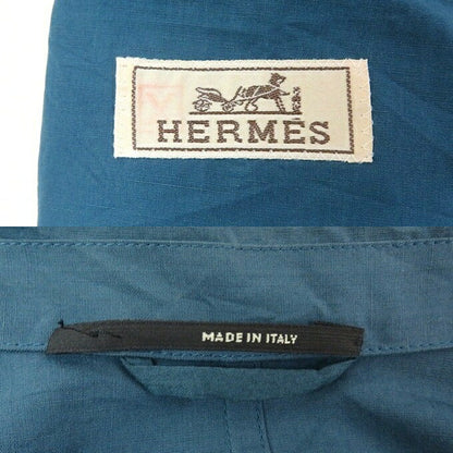 HERMES Cotton Linen Jacket Blue Size 44