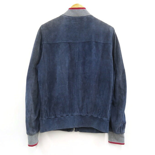 GUCCI Suede Leather Jacket Navy Size 50
