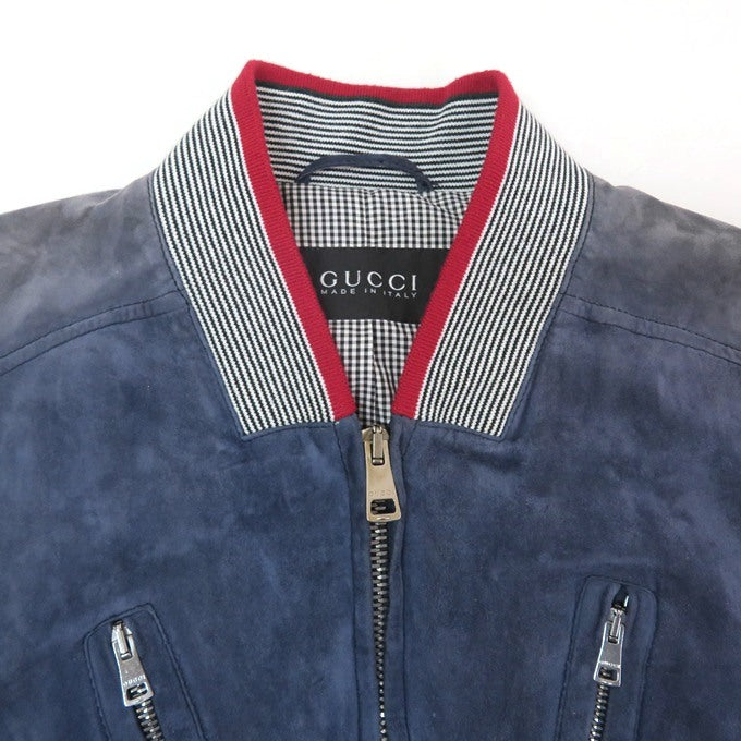 GUCCI Suede Leather Jacket Navy Size 50