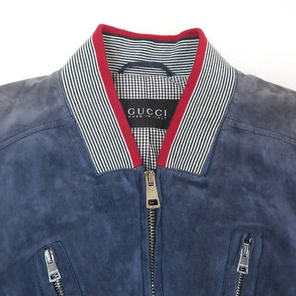 GUCCI Suede Leather Jacket Navy Size 50