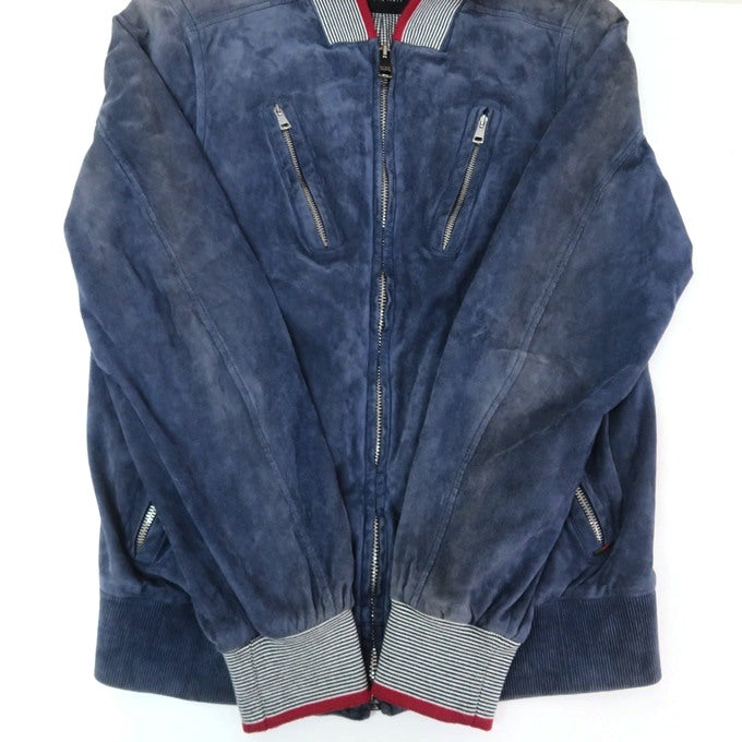 GUCCI Suede Leather Jacket Navy Size 50
