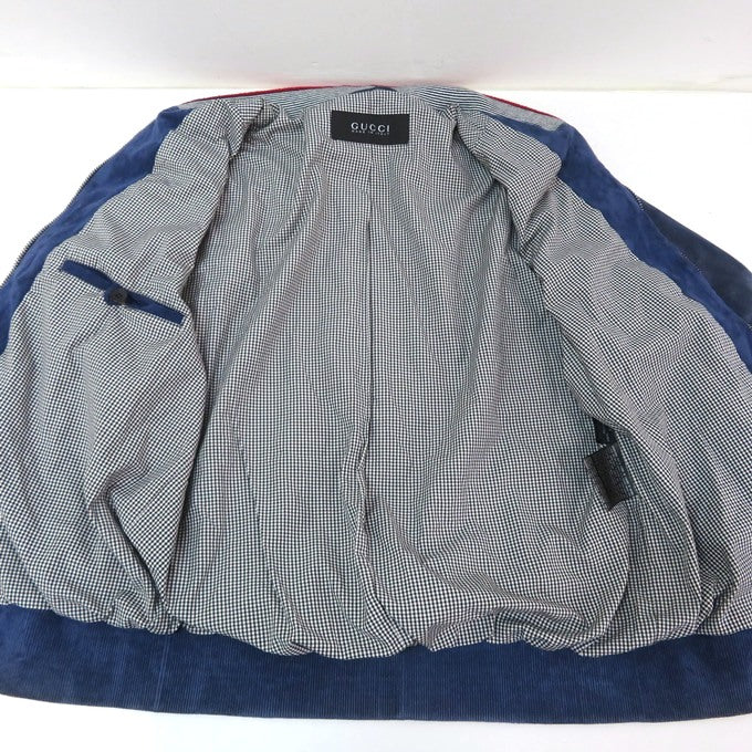 GUCCI Suede Leather Jacket Navy Size 50