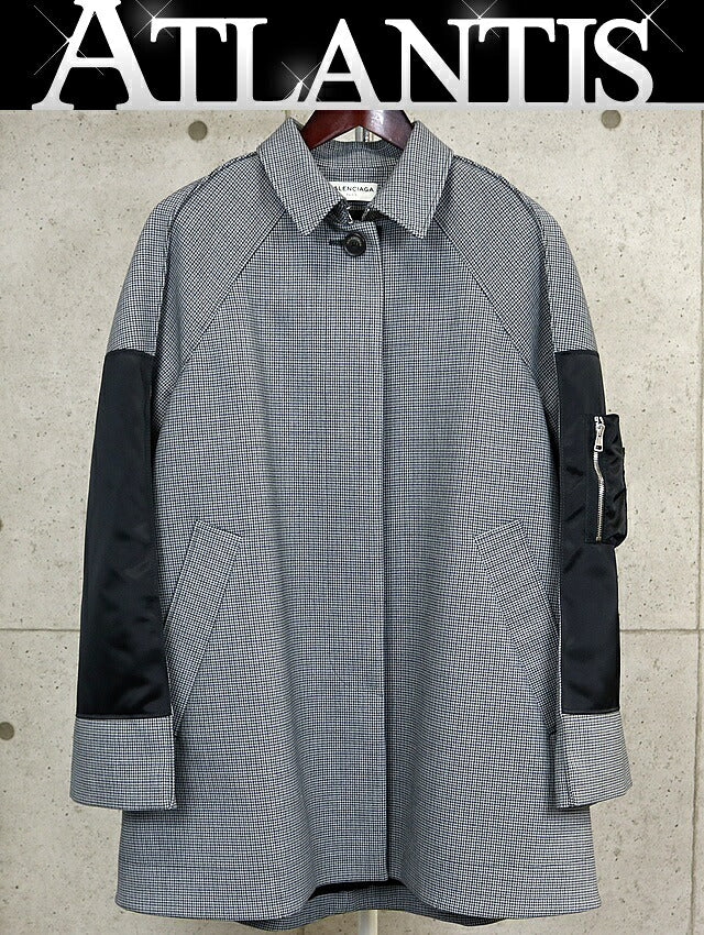 BALENCIAGA MA-1 Hybrid Wool Blend Coat Black/White Size L