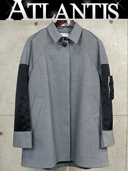 BALENCIAGA MA-1 Hybrid Wool Blend Coat Black/White Size L