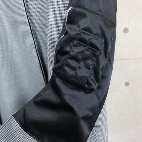 BALENCIAGA MA-1 Hybrid Wool Blend Coat Black/White Size L