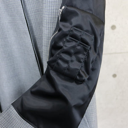 BALENCIAGA MA-1 Hybrid Wool Blend Coat Black/White Size L