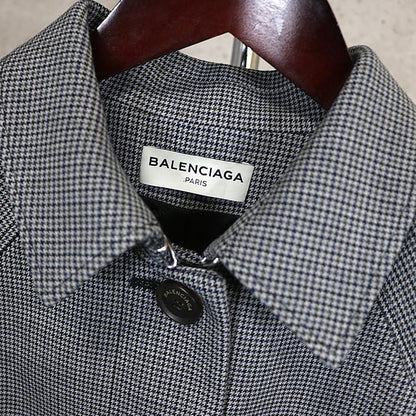 BALENCIAGA MA-1 Hybrid Wool Blend Coat Black/White Size L