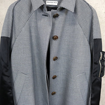 BALENCIAGA MA-1 Hybrid Wool Blend Coat Black/White Size L