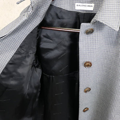 BALENCIAGA MA-1 Hybrid Wool Blend Coat Black/White Size L