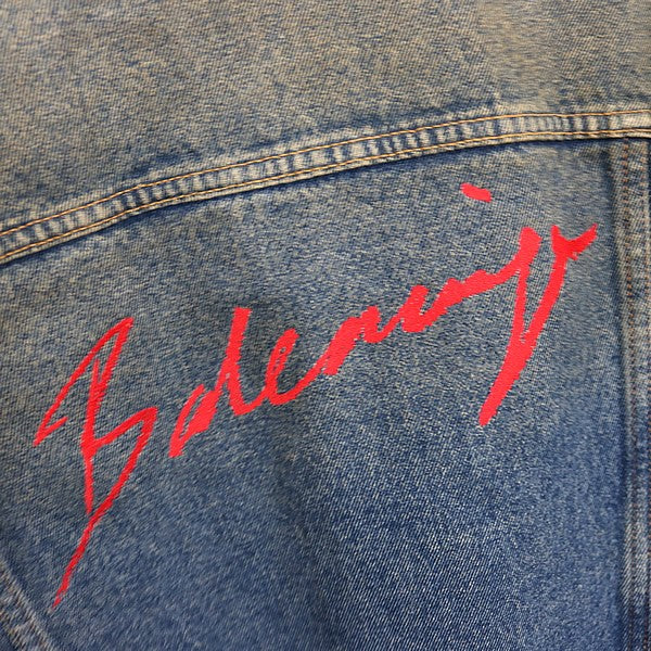 BALENCIAGA Logo Cotton Denim Jacket Blue Size 46