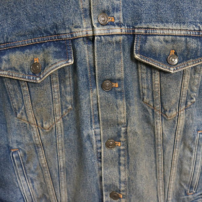 BALENCIAGA Logo Cotton Denim Jacket Blue Size 46