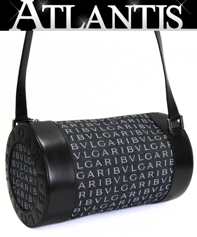 BVLGARI B-Zero1 Logomania Denim Leather Shoulder Bag Black