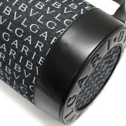 BVLGARI B-Zero1 Logomania Denim Leather Shoulder Bag Black