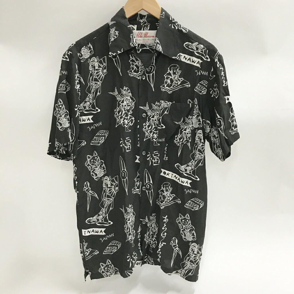Aloha Blossom Aloha Shirt Black Size 40