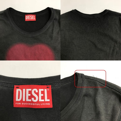 DIESEL Heart Print Cropped T-Shirt Black Size M