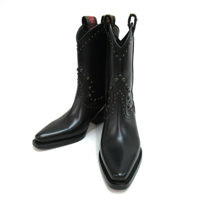 Dsquared2 Flat Boot West Studs Black Size 36 1/2